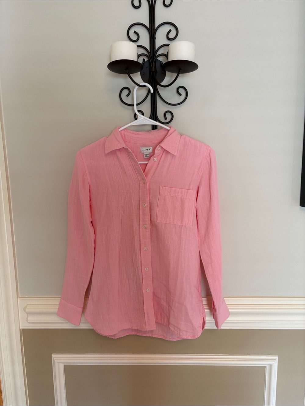 J. Crew Light Pink Button gauze -Down Shirt PXXS never been worn